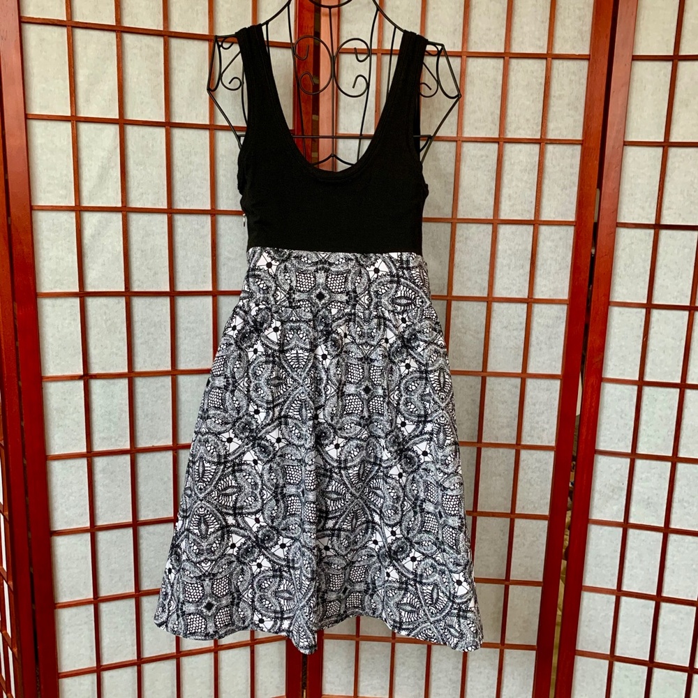 Express Black & White Skater Dress - Picture 4 of 8